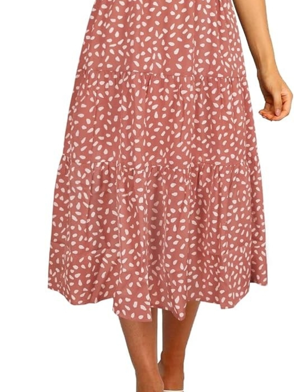 Women’s Polka Dot Tiered Midi Skirt - Dusty Rose